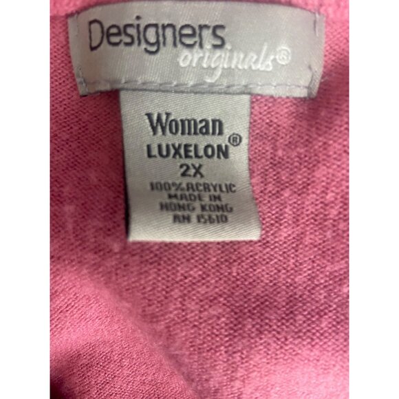 Designers Original‎ Woman Luxelon Size 2X Rose Pink Short Sleeve Sweater - Picture 6 of 6